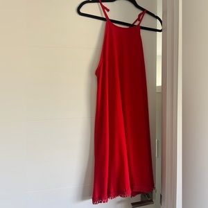 Mini red tassel dress